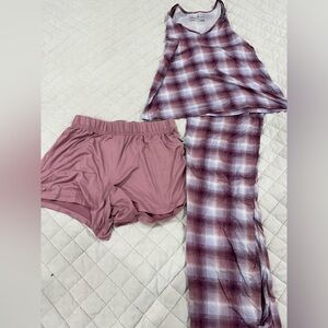Eddie Bauer Mauve and Purple Plaid Pajama Set